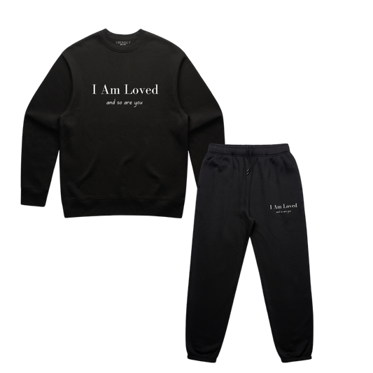 I Am Loved Sweatsuit-Black