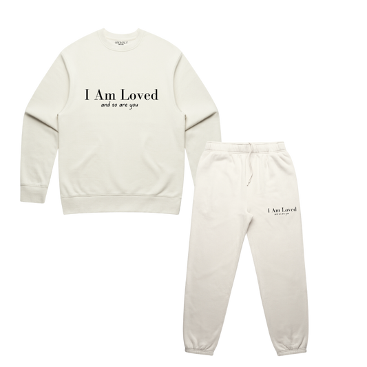 I Am Loved Sweatsuit-White