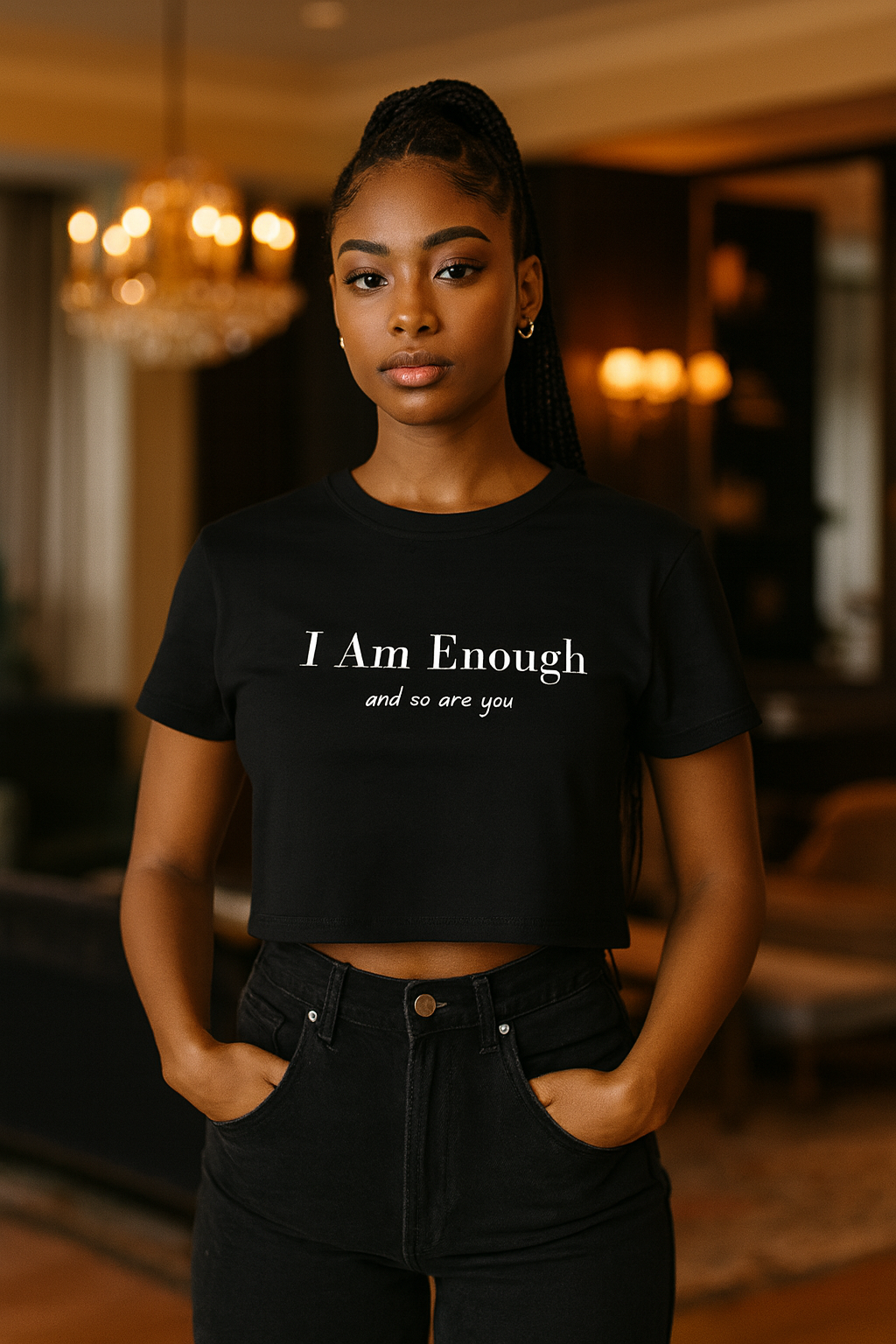 I Am Enough women's crop top - Black