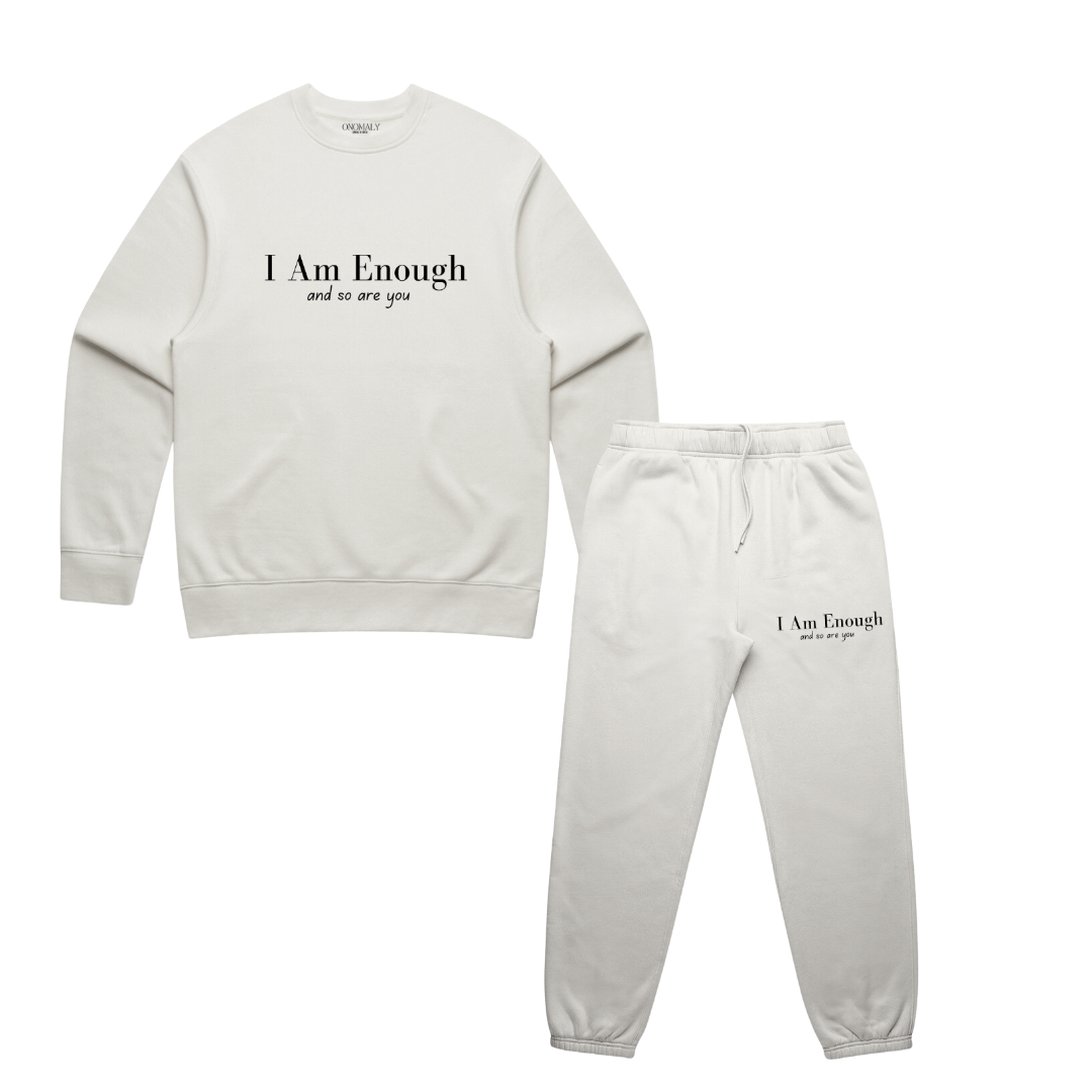 I Am Enough Sweatsuit-  White