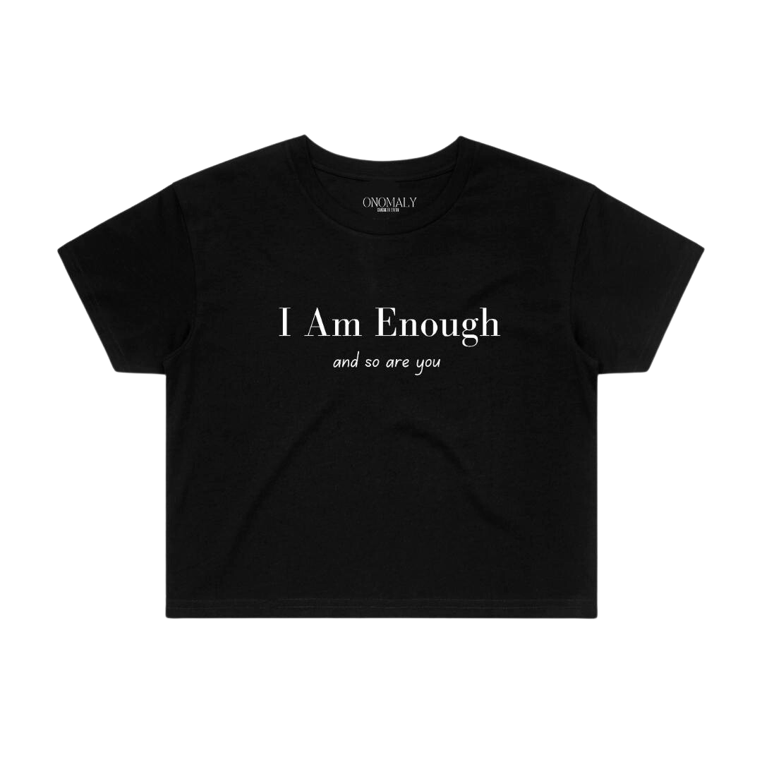 Women's I Am Enough Crop Top - Black