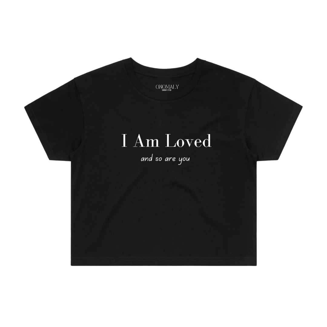 Women's I Am Loved Crop Top - Black