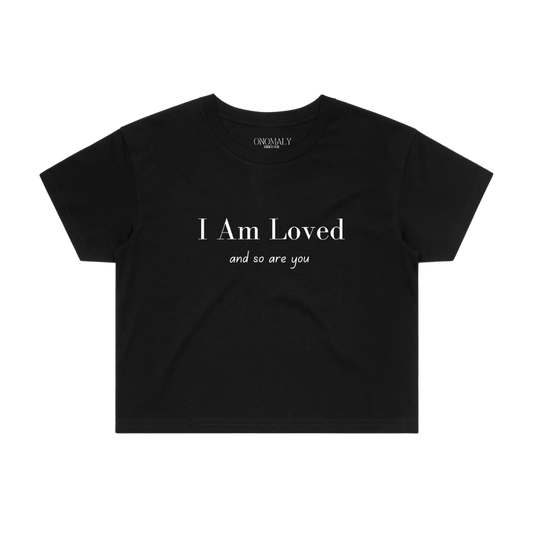 Women's I Am Loved Crop Top - Black