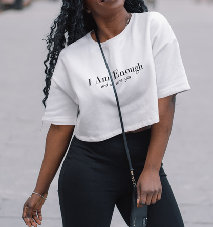 Women's I Am Enough Crop Top - White